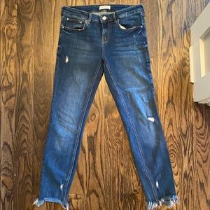 Zara mid-rise jeans w/ ripped hems